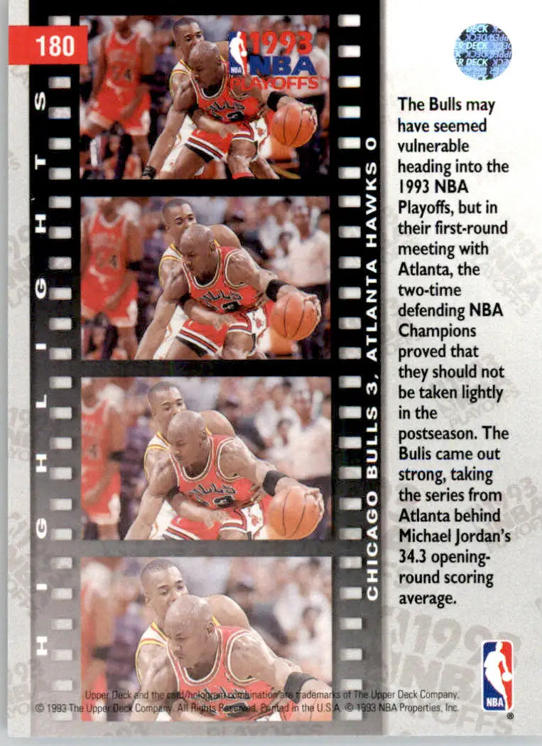 First Round: Bulls 3 Hawks - 1993-94 Upper Deck - #180 - Michael Jordan - Basketball Card Single