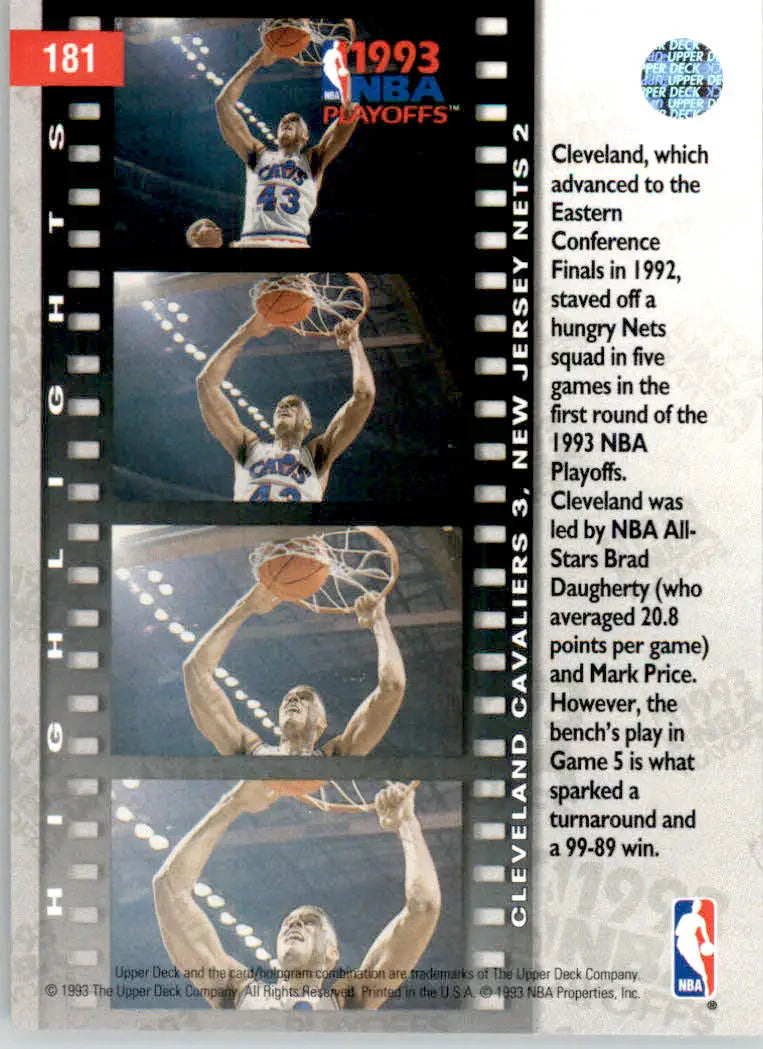 First Round: Cavaliers 3 Nets 2 - 1993-94 Upper Deck - #181 - Basketball - Basketball Card Single