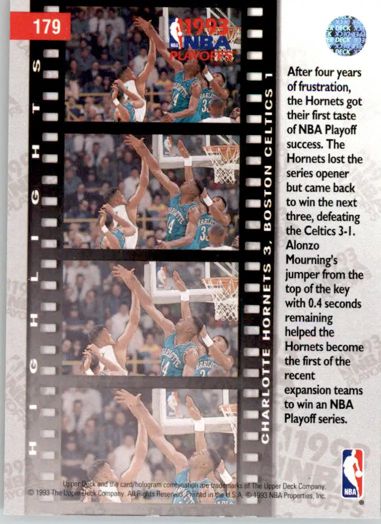 First Round: Hornets 3 Celtics 1 - 1993-94 Upper Deck - #179 - Basketball - Basketball Card Single