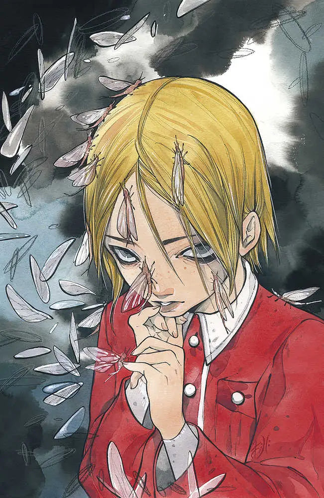 Anime-style character in red jacket smoking, featured on Fishflies #1 Cover B Momoko