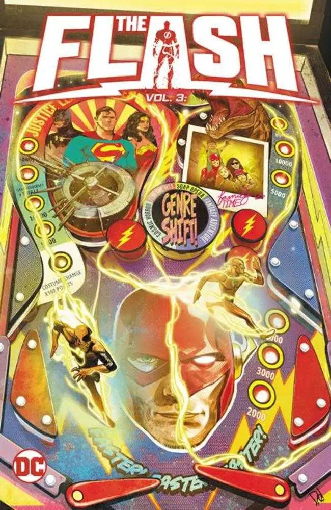 Comic book cover featuring Flash-themed pinball machine from Flash Family story arc in Flash 2023 TPB Volume 03