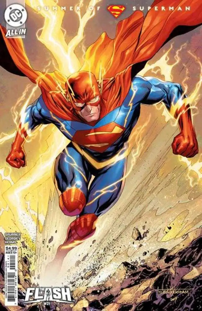 Comic book cover featuring a hybrid Flash Superman character from Cover D Tyler Kirkham Bad Moon Rising