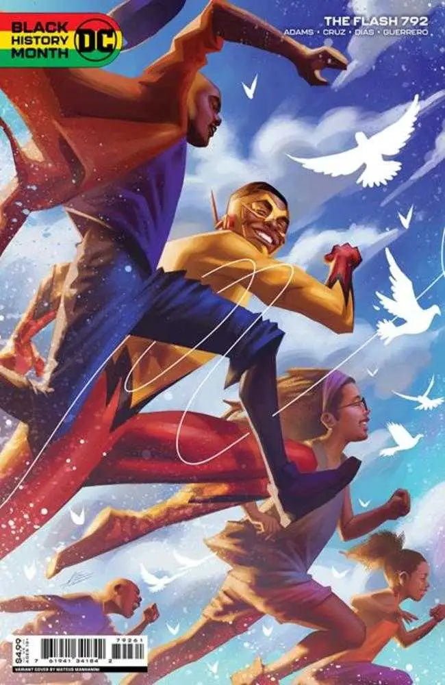Comic book cover of Flash #792 with superheroes and doves, ideal for trading cards