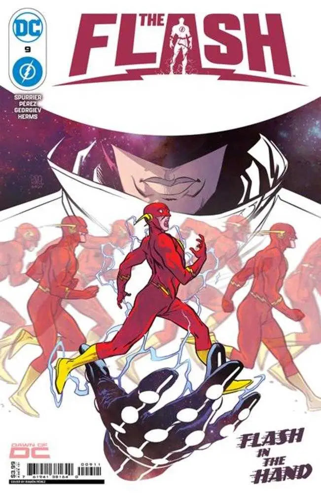 Comic book cover of Flash #9 with The Flash and speed force effects, ideal for trading cards