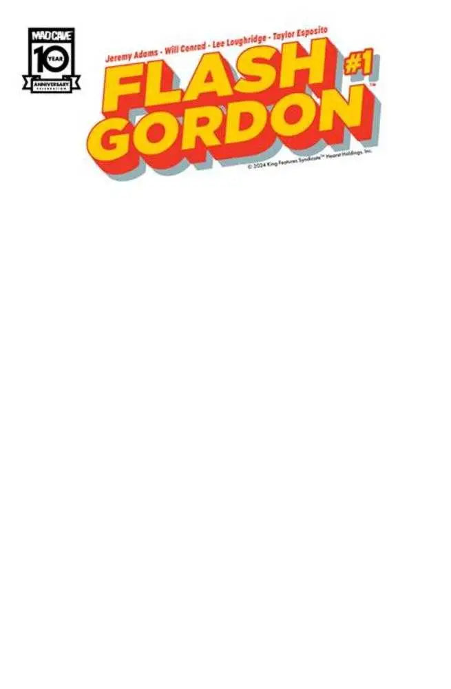 Yellow and red FLASH GORDON comic book logo on a white background for collectibles