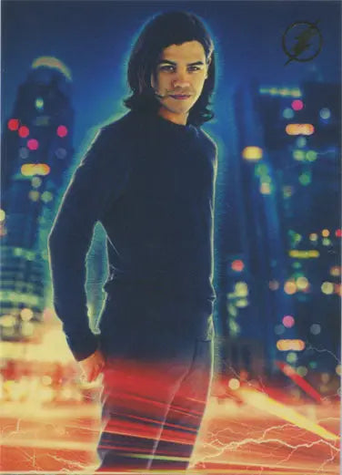 Person with long hair in dark top against blurred city for Gold Logo Parallel Chase Card
