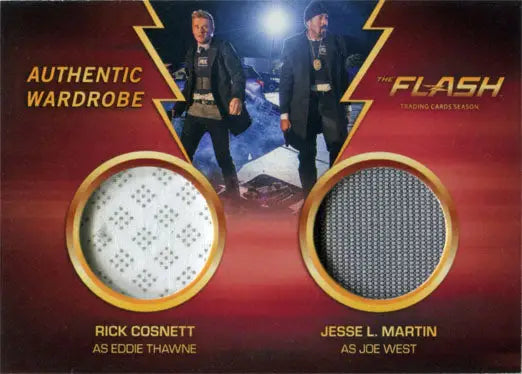 Collectible Trading Card with Costume Fabric Swatches from The Flash featuring Rick Cosnett