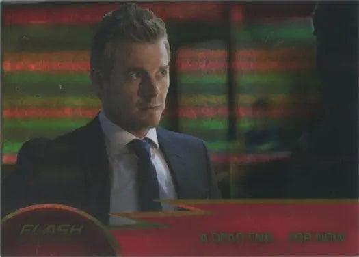 Man in dark suit with serious expression on Flash Season 1 Foil Parallel Chase Card