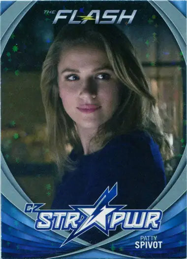 Promotional trading card of Patty Spivot from The Flash, part of STR PWR character bios