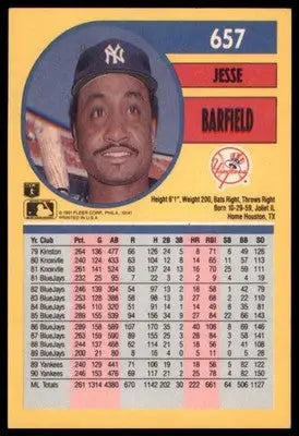 Fleer Jesse Barfield 657 New York Yankees MP - Baseball Card Single