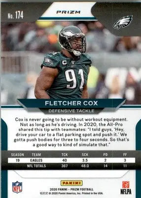 Fletcher Cox - 2020 Panini Prizm - #174 - Prizm Green Football - Football Card Single