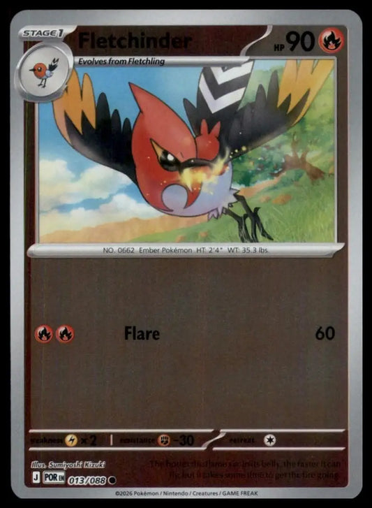 Fletchinder 013/088 Mega Evolution Perfect Order Holo Common Pokemon - Pokémon Card Single