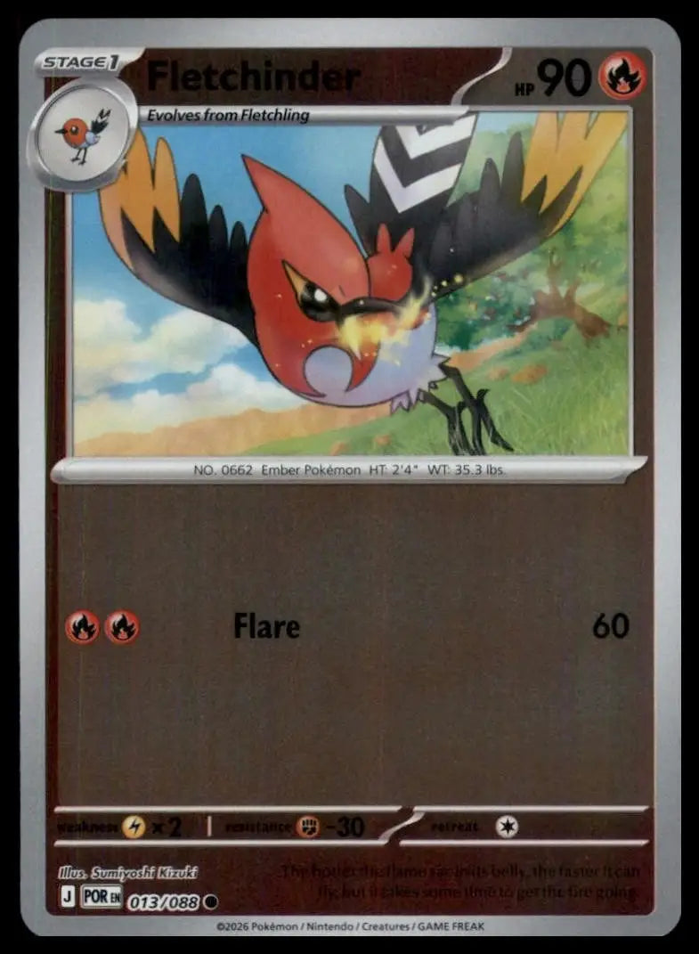 Fletchinder 013/088 Mega Evolution Perfect Order Holo Common Pokemon - Pokémon Card Single
