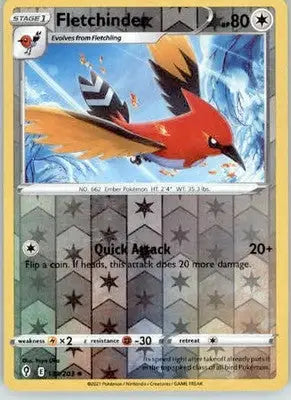 Fletchinder - SWSH07: Evolving Skies - 139/203 - Reverse Holo LP - Pokémon Card Single