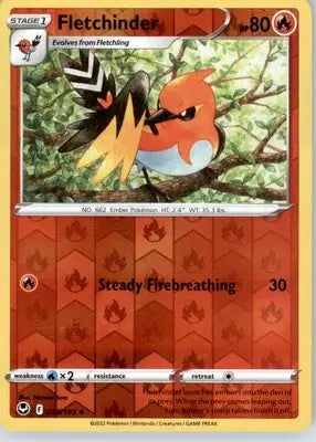 Fletchinder - SWSH12: Silver Tempest - Reverse Holo LP - #028/195 - Pokémon Card Single