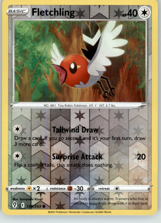 Fletchling - Evolving Skies - 138/203 - Reverse Holo LP Pokemon - Pokémon Card Single