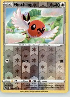 Fletchling - Silver Tempest - 150/195 - Reverse Holo LP Pokemon - Pokémon Card Single