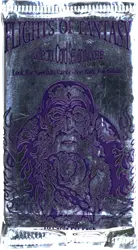 Stylized purple face with flowing hair on Flights of Fantasy Trading Cards pack