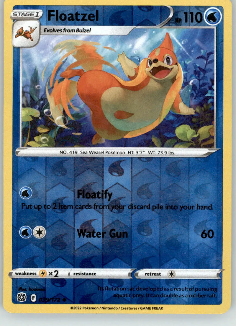 Floatzel - Brilliant Stars - 039/172 - Reverse Holo LP Pokemon - Pokémon Card Single