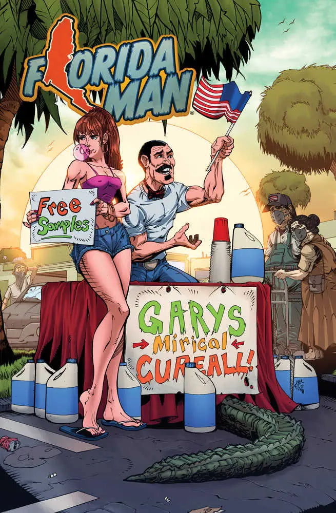 Florida Man #2 Cover B Mcclain Jr features a roadside alligator attraction and American flag
