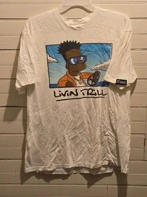 Fly SupplyShirt Mens 2X White Short Sleeve Livin Trill Graphic Tee Miami - Apparel