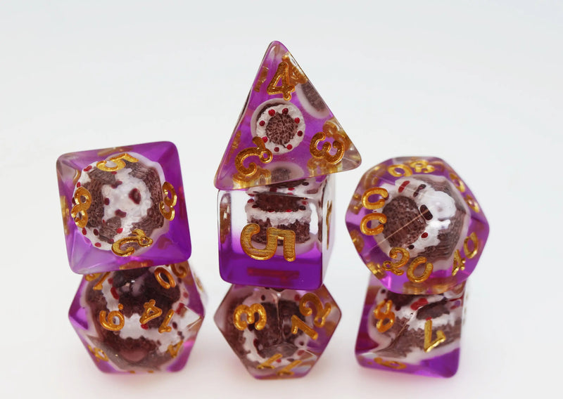 Foam Brain Pastry Pets RPG Dice & Pin Set - Chocolate Cake Piggy - Gaming Supplies - Dice