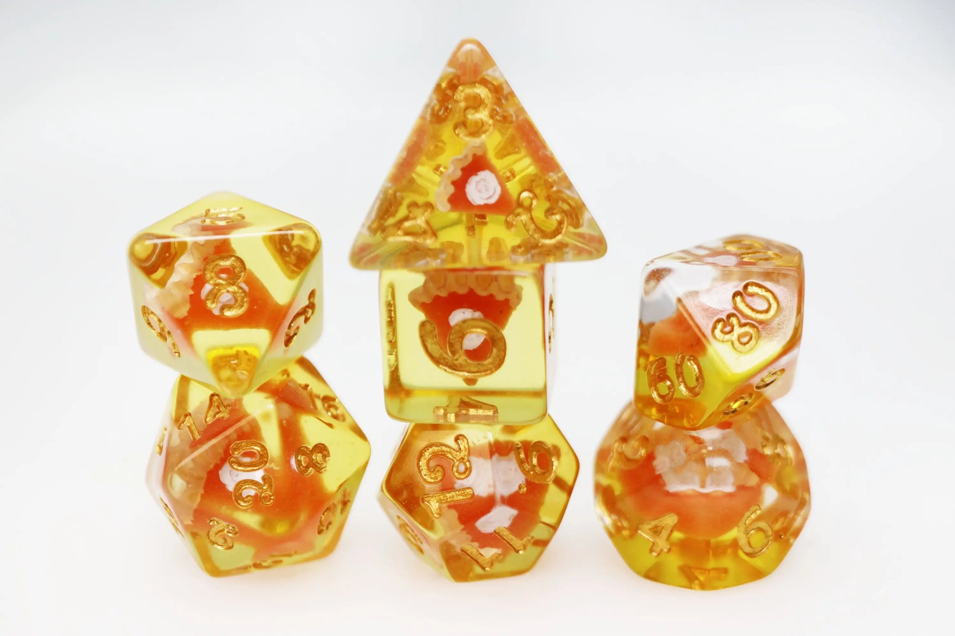 Foam Brain Pastry Pets RPG Dice & Pin Set - Pumpkin Pie Fox - Gaming Supplies - Dice