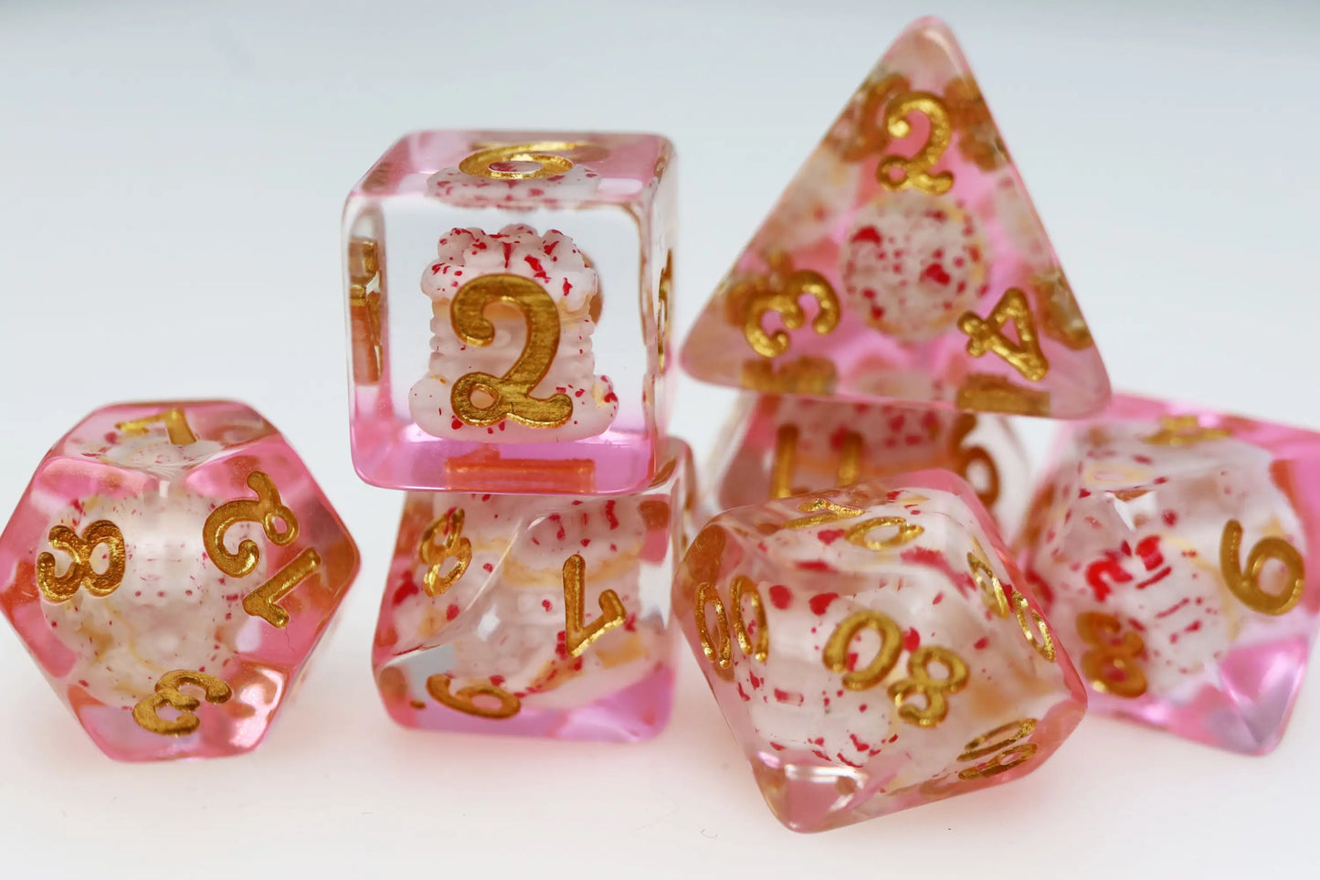 Foam Brain Pastry Pets RPG Dice & Pin Set - Strawberry Shortcake Panda - Gaming Supplies - Dice