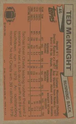 Football 1981 Topps #46 Ted McKnight - Football Card Single