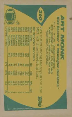 Football 1989 Topps #260 Art Monk - Football Card Single