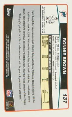Football 2006 Topps #137 Ronnie Brown - Football Card Single