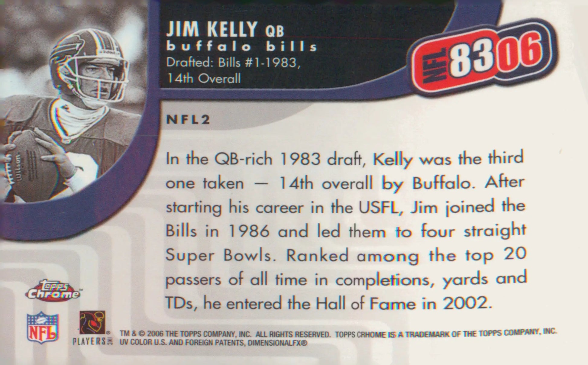 Football 2006 Topps NFL 8306 #NFL2 Jim Kelly - Football Card Single