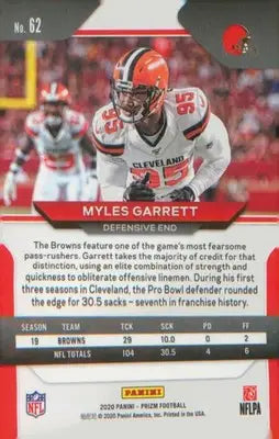 Football 2020 Panini Prizm #62 Myles Garrett - Football Card Single