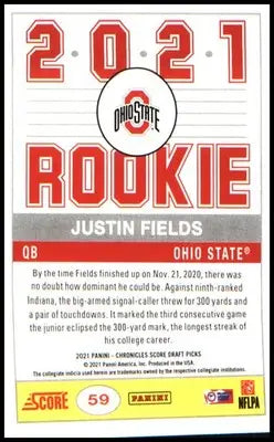 Football 2021 Panini Chronicles Draft Picks #59 Justin Fields - Football Card Single