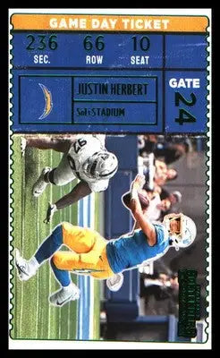 Football 2022 Panini Contenders Game Day Ticket Emerald #GDT-JHE Justin Herbert - Football Card Single