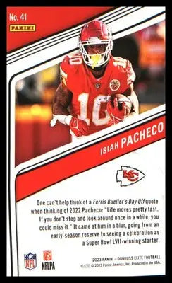 Football 2023 Donruss Elite #41 Isiah Pacheco - Football Card Single