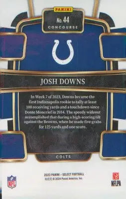 Football 2023 Panini Select #44 Josh Downs RC RC - Football Card Single
