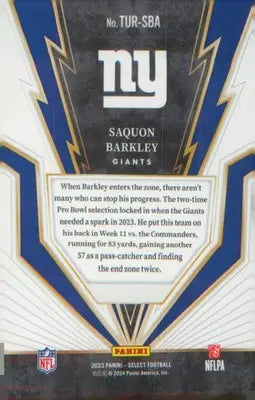 Football 2023 Panini Select Turbocharged #TUR-SBA Saquon Barkley - Football Card Single