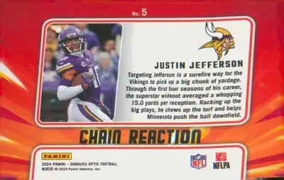 Football 2024 Donruss Optic Chain Reaction #5 Justin Jefferson - Football Card Single