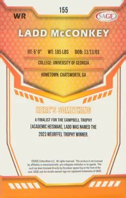 Football 2024 SAGE HIT #155 Ladd McConkey - Football Card Single