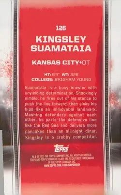 Football 2024 Topps Signature Class Red & Yellow #126 Kingsley Suamataia RC RC - Football Card Single