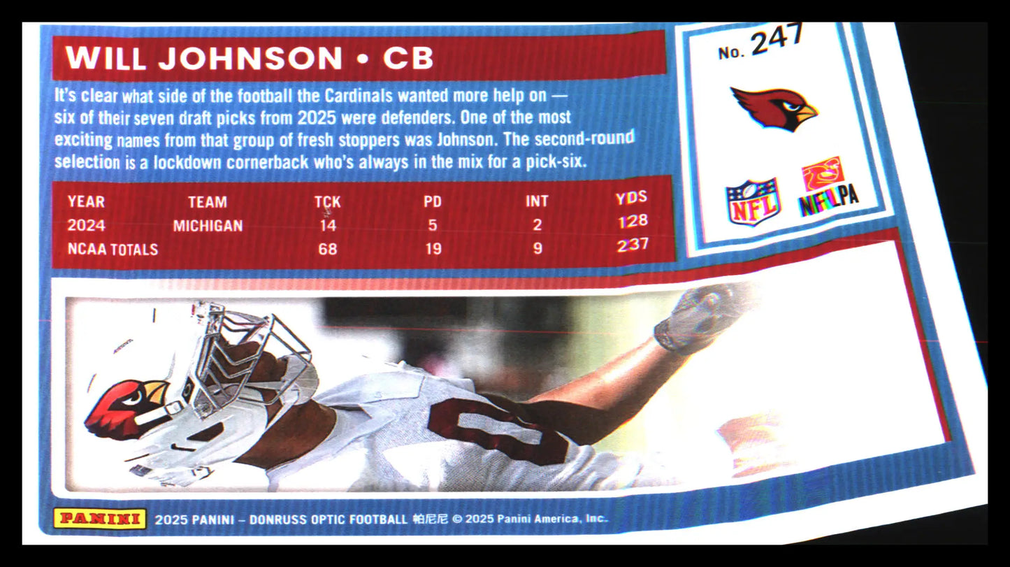 Football 2025 Donruss #396 Will Johnson Rookie Rookie - Football Card Single