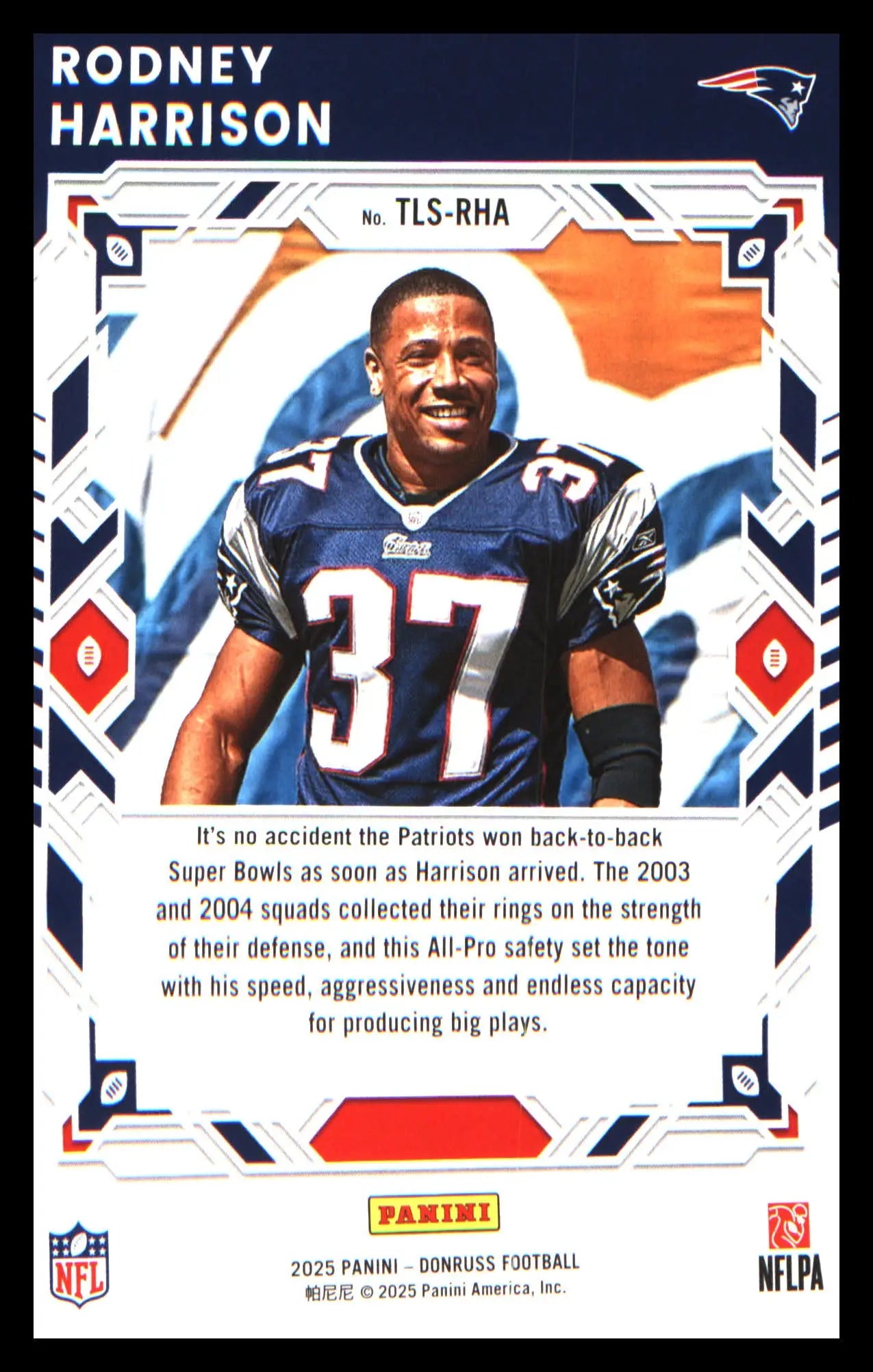 Football 2025 Donruss Legend Series #TLS-RHA Rodney Harrison - Football Card Single