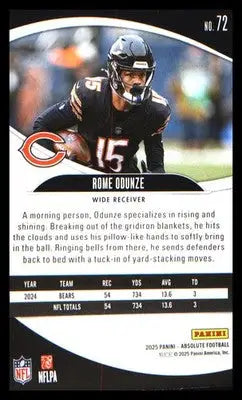 Football 2025 Panini Absolute Retail #72 Rome Odunze - Football Card Single