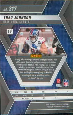 Football 2025 Panini Mosaic #217 Theo Johnson - Football Card Single