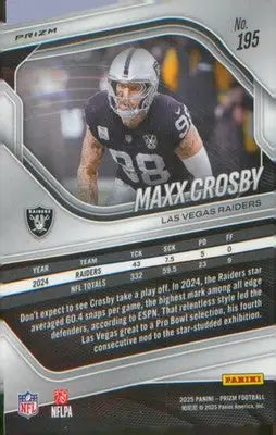 Football 2025 Panini Prizm Lazer #195 Maxx Crosby - Football Card Single