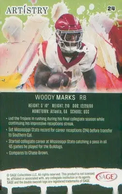 Football 2025 SAGE Artistry Red #24 Woody Marks - Football Card Single