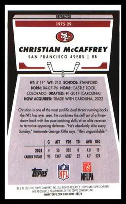 Football 2025 Topps Chrome 1975 Topps Refractor #1975-29 Christian McCaffrey - Football Card Single