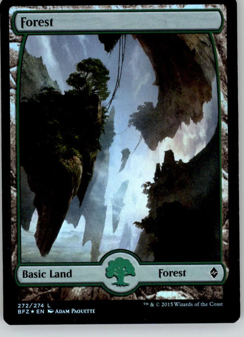 Forest (272) Full Art - Battle for Zendikar - 272 - Foil LP Magic: The Gathering - Magic Card Single