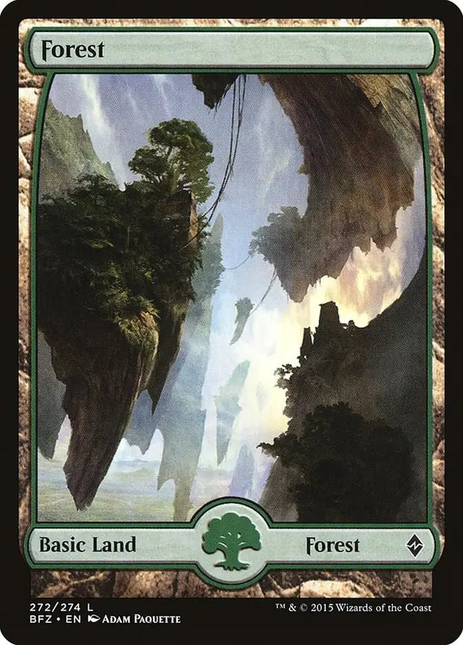 Forest (272) Full Art - Battle for Zendikar - 272 - Foil LP Magic: The Gathering - Magic Card Single